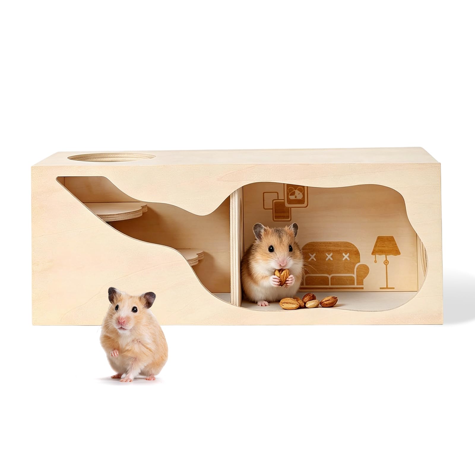 Hamster Mehrkammernhaus - Hamster Versteck - HamsterkäFig ZubehöR - Nagerhaus, Geeignet FüR Hamster, Mausspielzeug, Chinchillas Und Kleine Haustiere Zum Klettern Und Erkunden