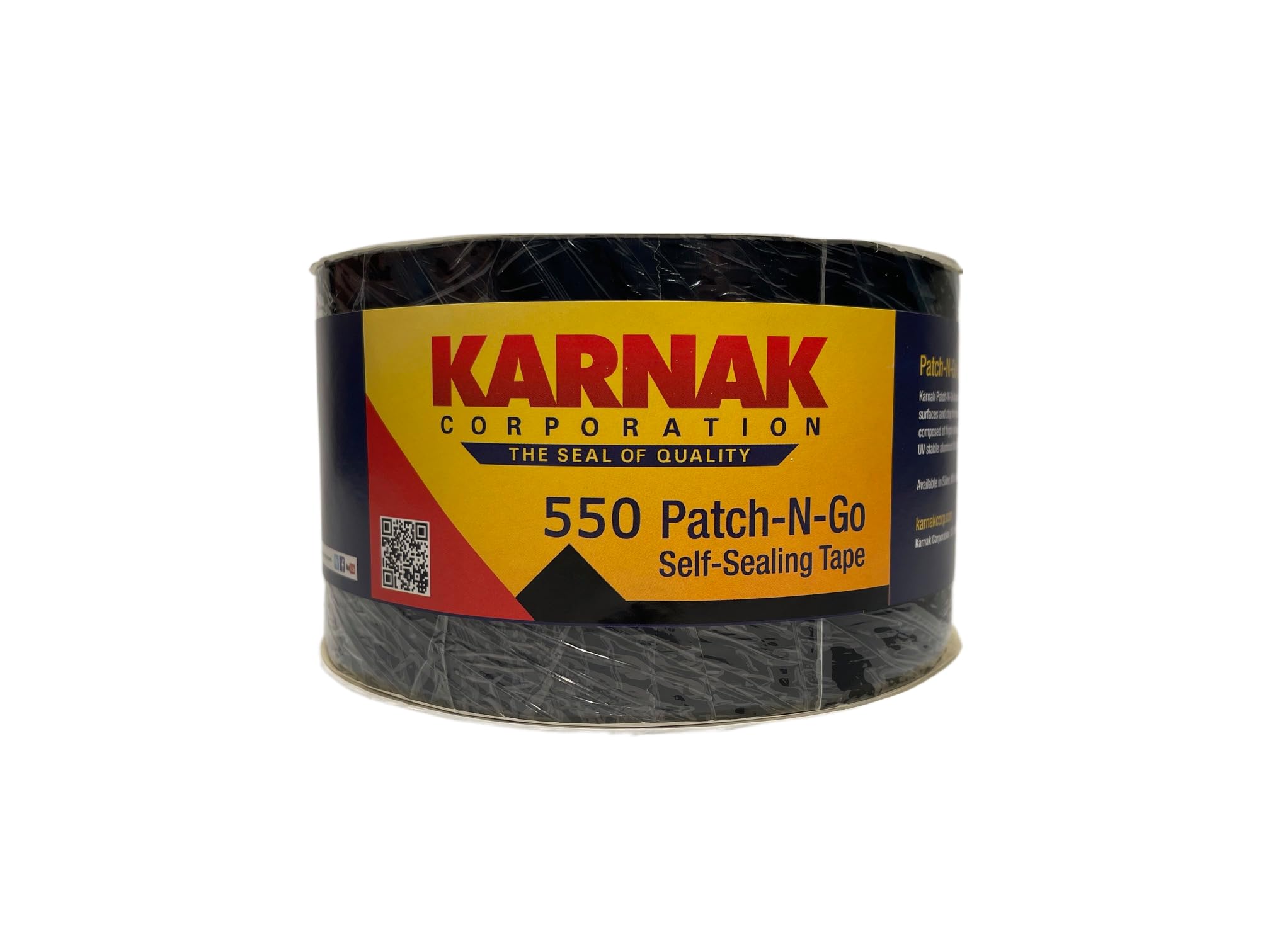 Karnak 550B-Black Patch-N-Go Waterproof Tape – Reinforce, Seal & Waterproof Leaky EPDM, TPO, Single Ply, RV & Mobile Home Roofs in One Step-Aluminum Faced–High Temp Butyl Rubber (4