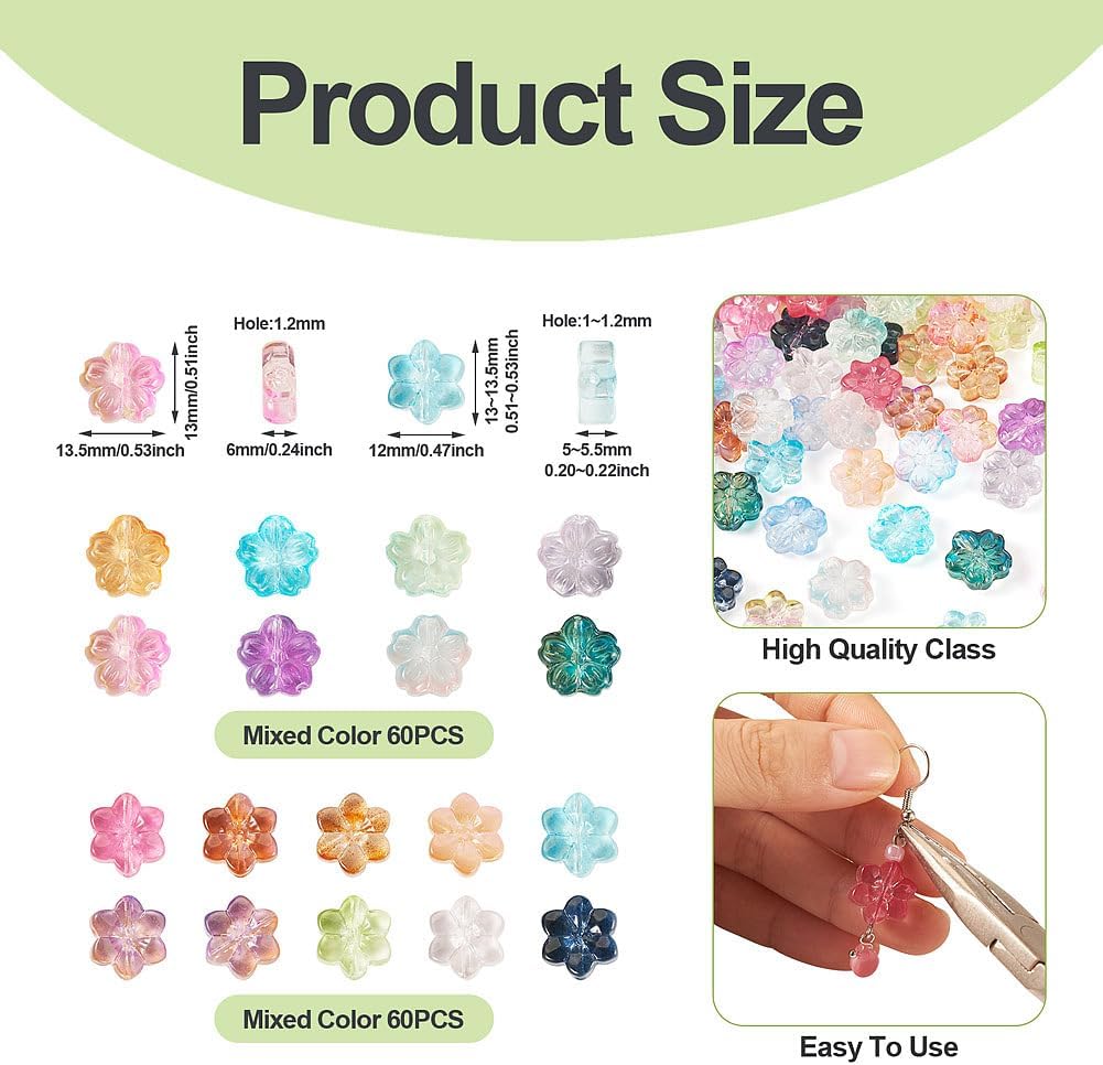 FASHEWELRY 120 Pcs Crystal Glass Flower Beads Bulk Assorted Cute Sparkle Floral Shape Spacer Bead Clear Glass Beads for Bracelets Necklace Earring Bouquet Jewelry Making - Image 6