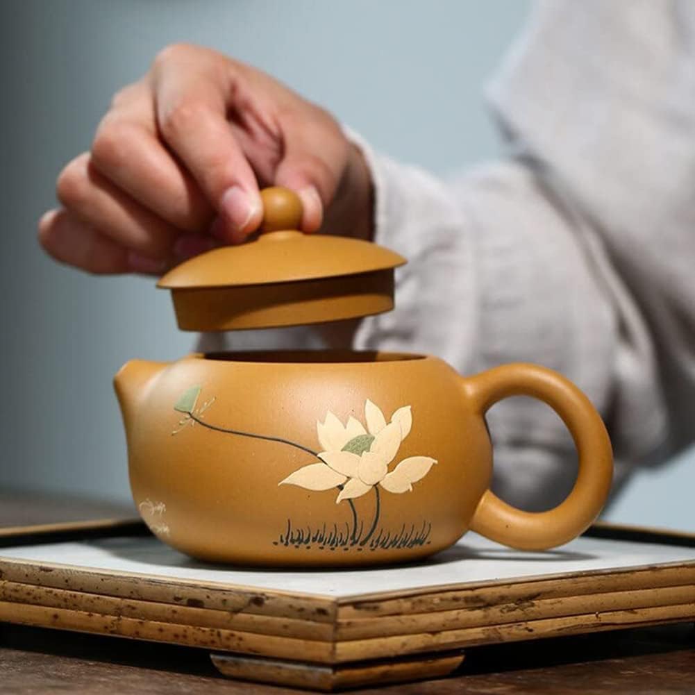 Set da tè Cinese Gongfu, teiera Portatile da 330 ml, teiere Viola, Sezione Minerale Grezzo, Fango Xishi, teiera, bollitore per la casa con Loto
