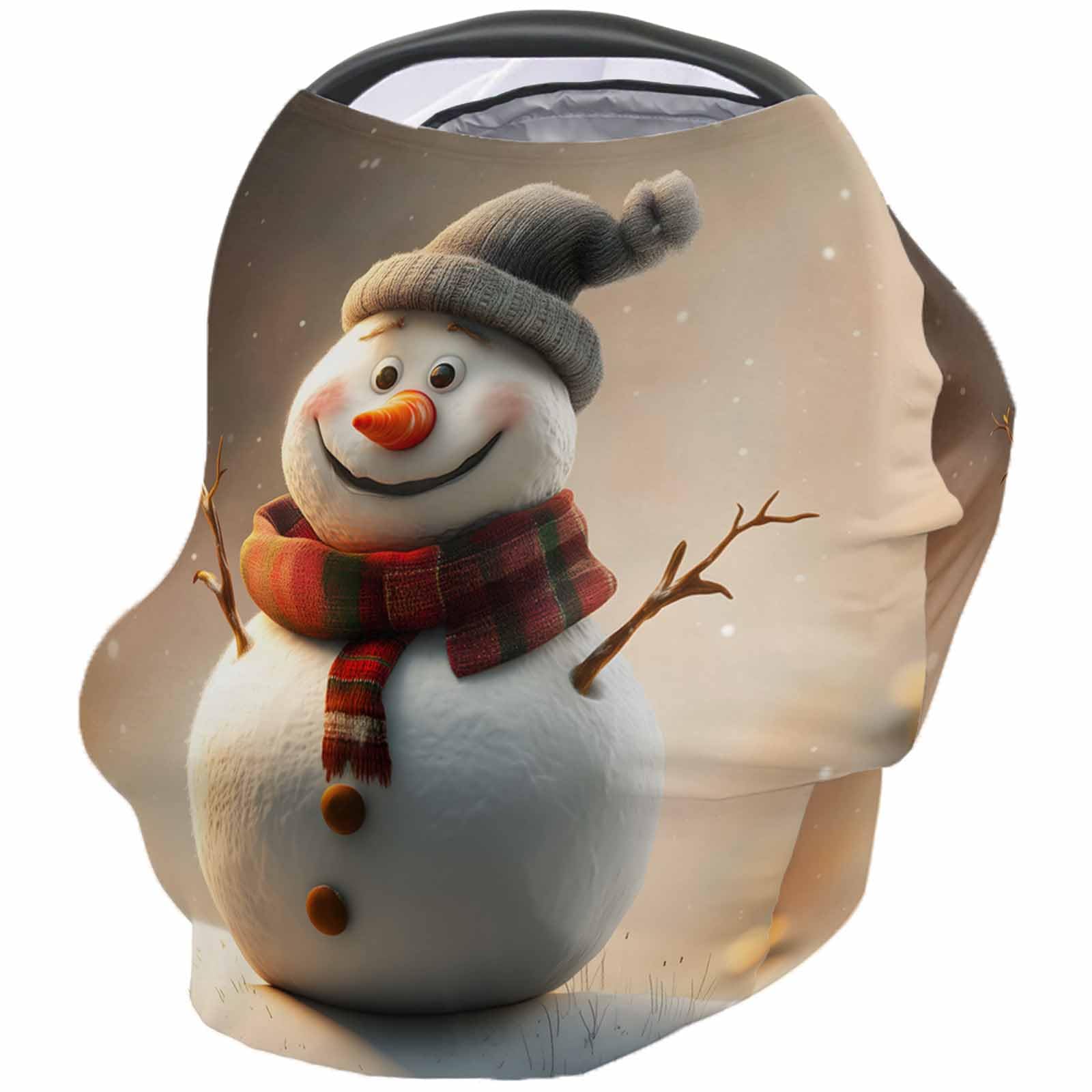 Nursing Cover for Breastfeeding Scarf, Christmas Winter Funny Snowman Baby Car Covers Super Soft Multi Use for Canopy Shopping Cart Cover Blanket Stroller Cover