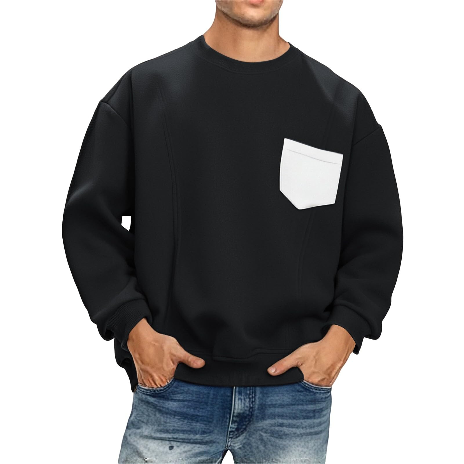 Sudaderas De Hombre Sudadera Cuello para Hombre, Estilo Informal, Viaje, Manga Larga Y Bolsillo En El Pecho, Otoño Monos Oversized Gym Chaqueta Cortavientos Proteccion Solar Ropa Running
