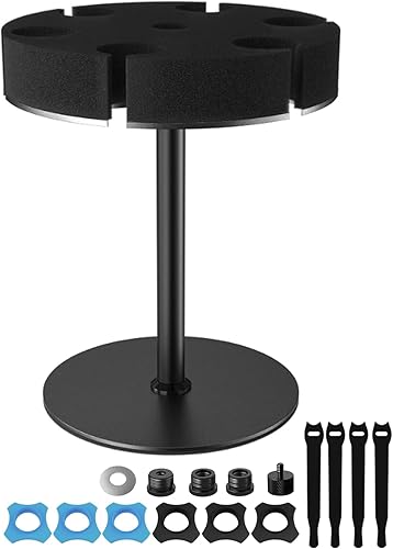 Miniatura 9 de Soporte de micrófono múltiple para soporte de micrófono, organizador de micrófono acolchado de espuma de 6 ranuras y accesorio de bandeja para