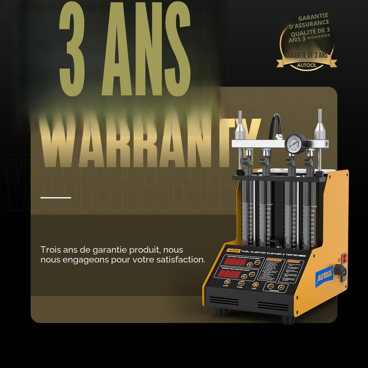AUTOOL CT150 Machine de Nettoyage d'injecteur à Ultrasons de Voiture 220V, Nettoyeur Testeur Détecteur d'injecteur de Carburant Diesel Essence Moteur avec 4 Cylindres pour Automobile Moto (EU Plug)
