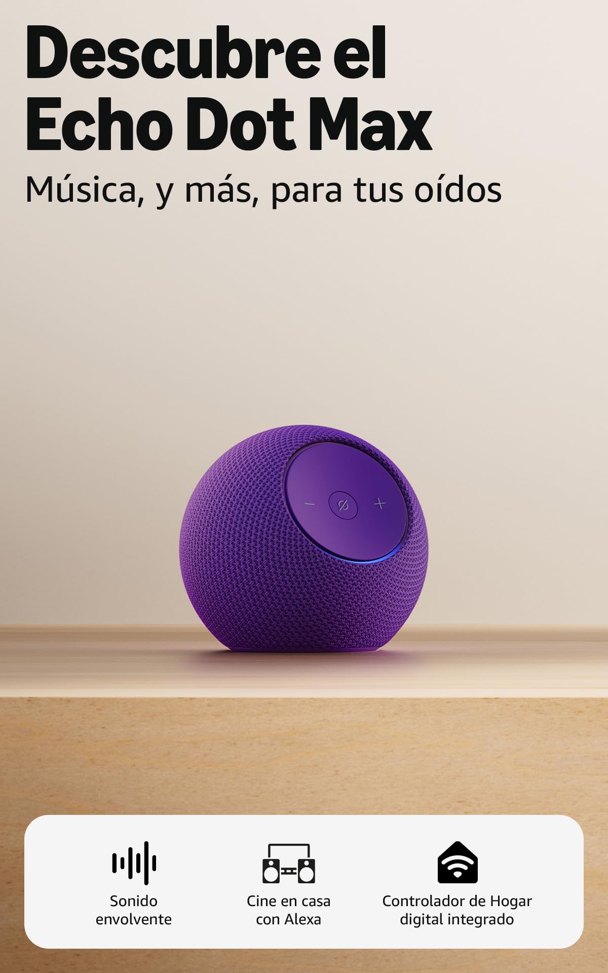 Amazon Echo Dot Max (última generación): altavoz Alexa con sonido envolvente y controlador de Hogar digital integrado, Grafito — view 8