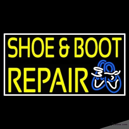 Neon Signs for Wall Decor Yellow Shoe And Boot Repair Handmade Art Sign Neon Glass Tubing