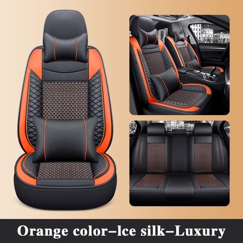 Coussin de siège auto luxe en cuir PU orange antidérapant - 2