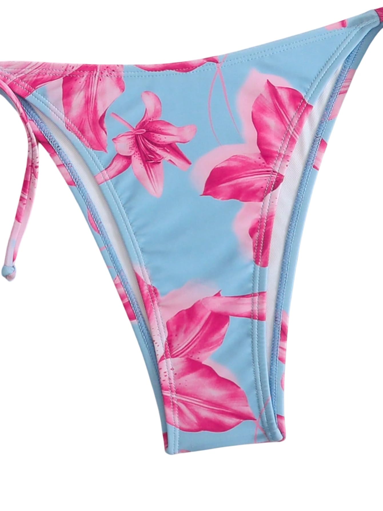 GORGLITTER Bikini da donna a triangolo, bikini, top a goccia, con nodo, in due pezzi, estivo, da spiaggia, con motivo tropicale