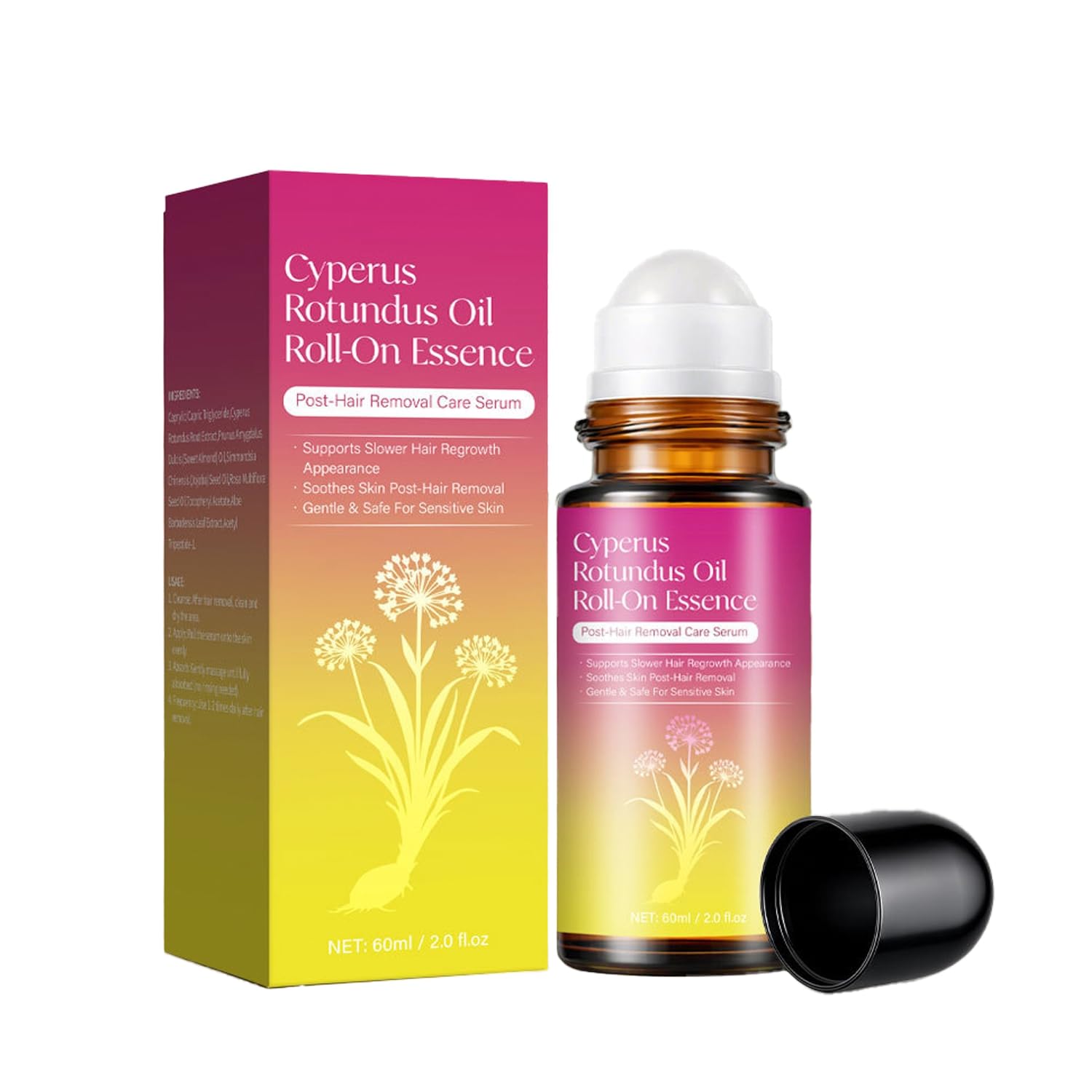 Cyperus Rotundus Oil, Natural Cyperus Rotundus Oil Roll-On Essence for Hair Removal, Moisturizing & Soothing, Reduces Unwanted Hair Growth, All Skin Typ