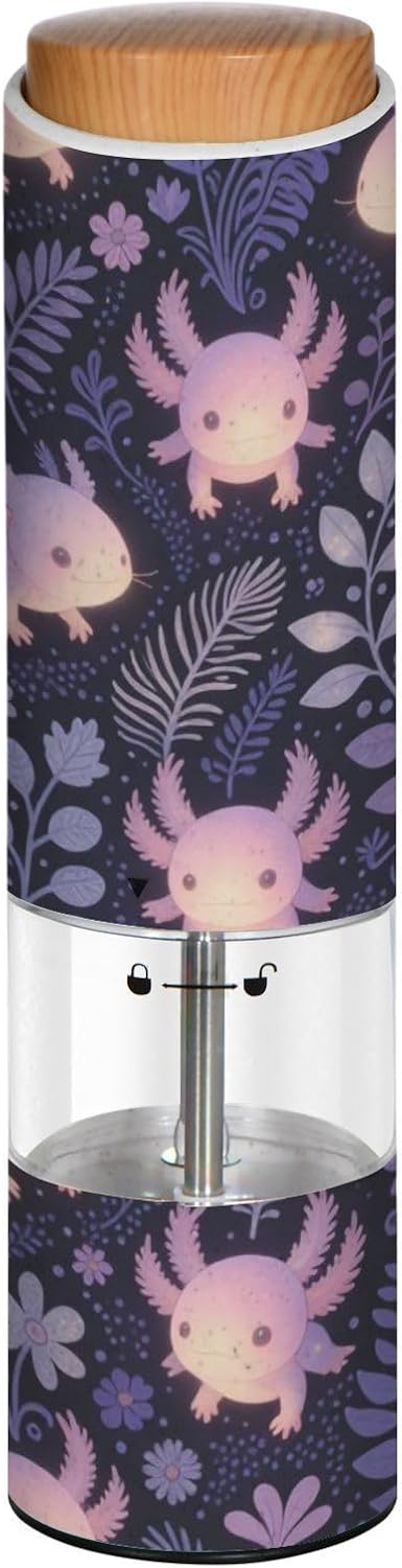 One Hand Operation Mill Coffee Grinder Pink Axolotls Flowers