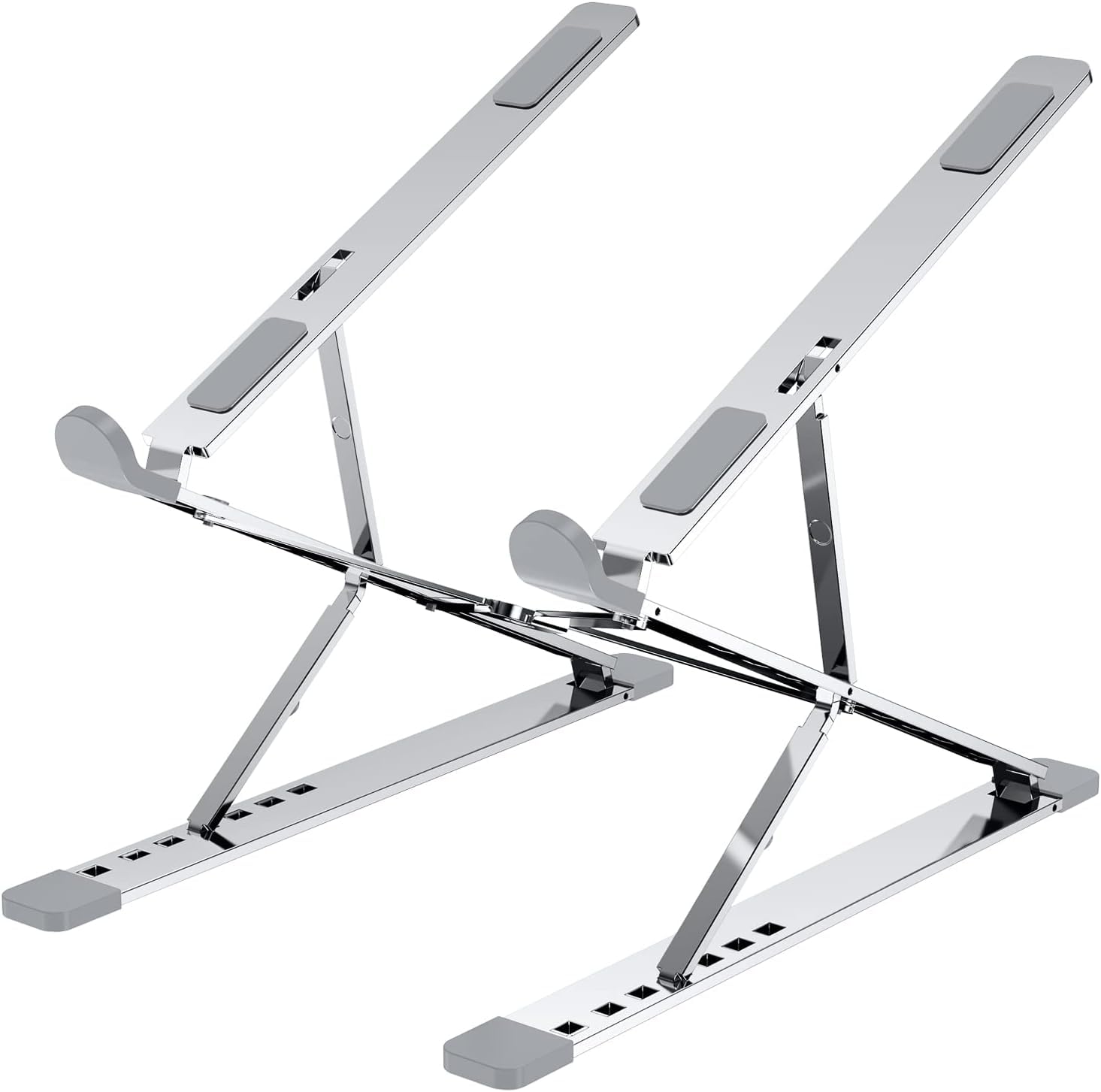 AmazonBasics Double Layer Laptop Stand, 7x9 Height & Angle Adjustable Aluminum Tabletop Riser, Fits Upto 17 Inch Laptops (Silver)-image-18