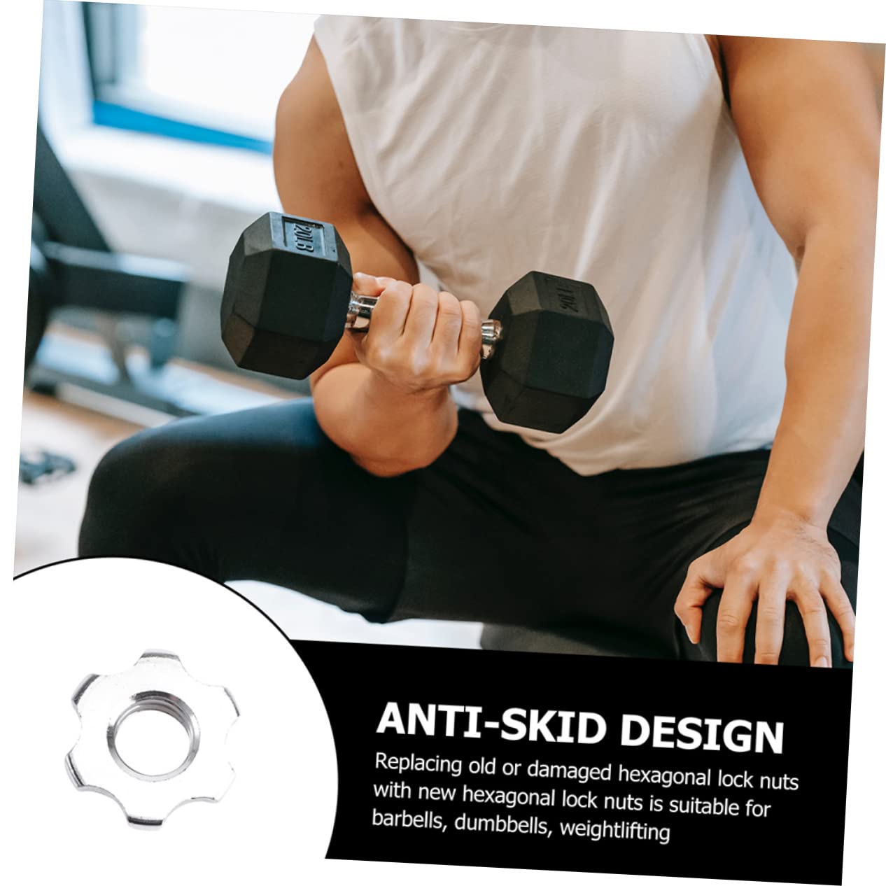 Generic 4Pcs Collar Security Nut for Barbell Weight Skid Design Durable Easy to Use Compatible with Standard Dumbbell Bars for Fitness