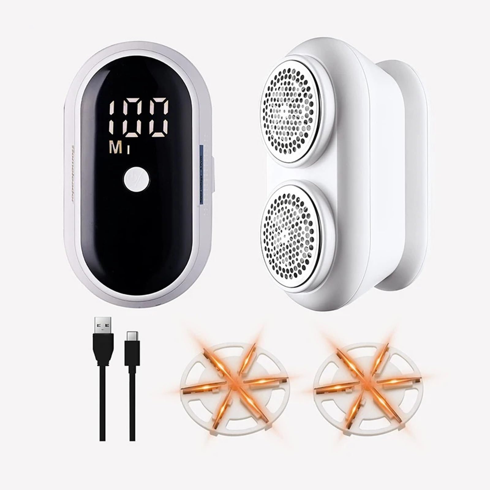 quitapelusas Eliminador de pelusas de doble cabezal for ropa, cortadora eléctrica de bolas de pelo con pantalla Digital, suéter, alfombras, máquina de afeitar de pellets de pelusa quitapelusas de ropa