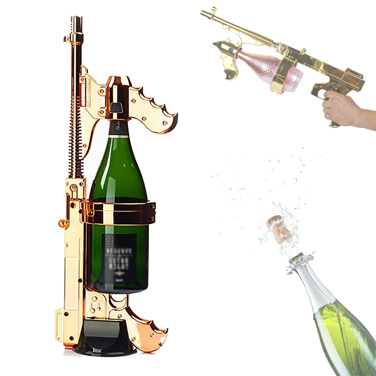 KJZQXYX Champagne Spray Gun Shooter,Christmas Bar Atmosphere Props, Adjustable Length for 750ml-1.5L Bottles,for Parties, Weddings, Bar Atmosphere (Pink)