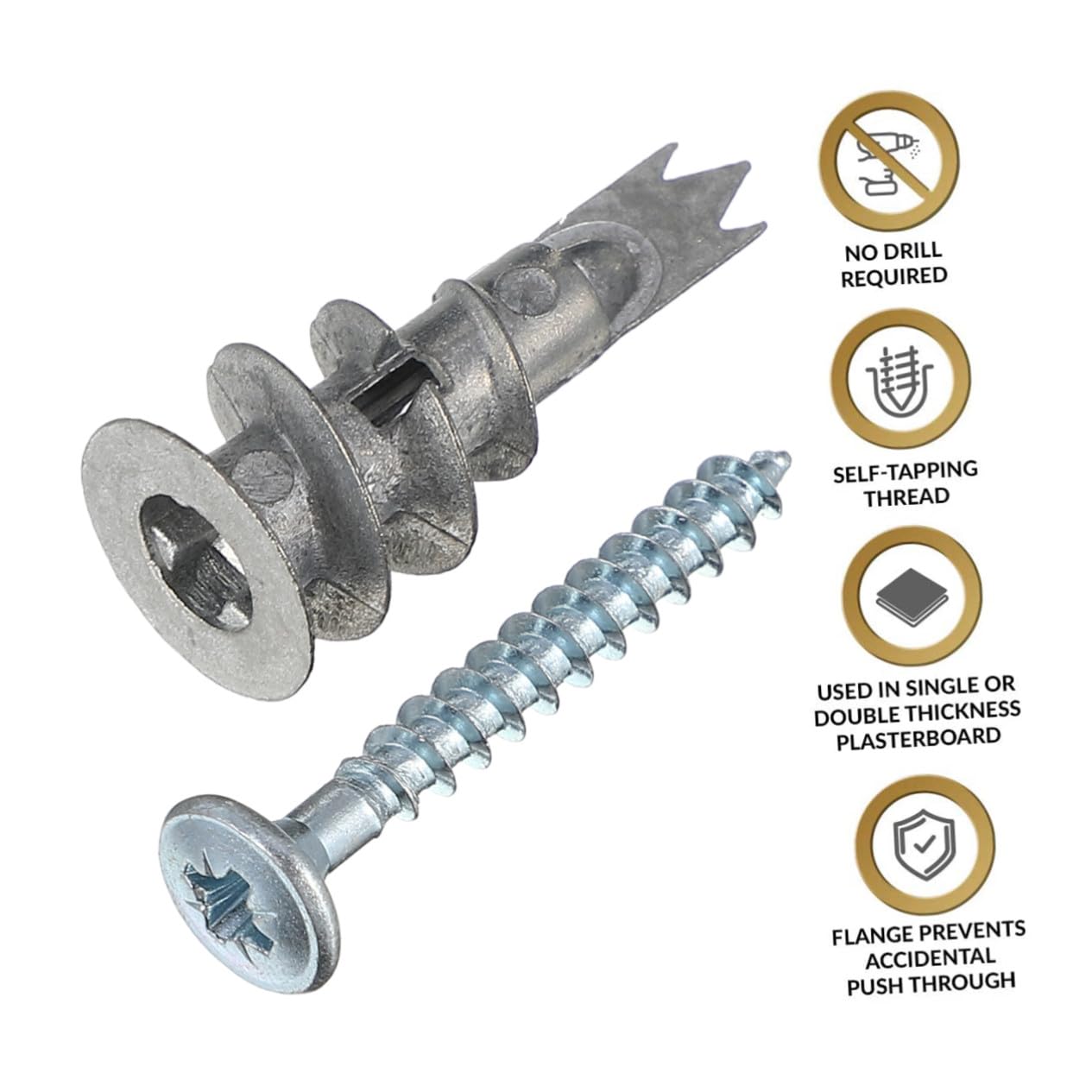 CHILDWEET 200piezas Fijación De Placas De Yeso Tornillos Autoperforantes Tapones Metálicos Tacos Tornillos De Anclaje Para Paredes