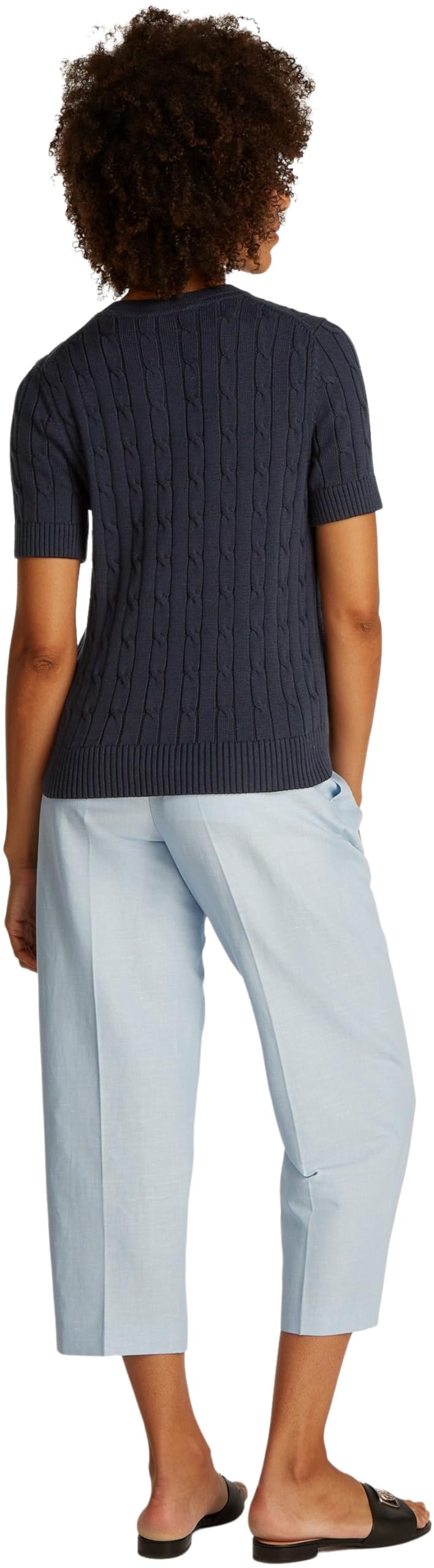 Tommy Hilfiger Chaqueta de Punto Mujer Cardigan Cable Mid Manga Corta