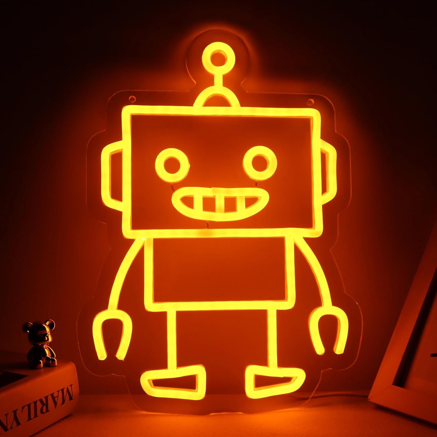 Robot Neon Signs Robot LED Neon Light Decor for Game Room, Baby Living Room,Kids Room,Party,Birthday,Christmas Signs for Boys,Kids Gift13.8 * 10.1 Inch