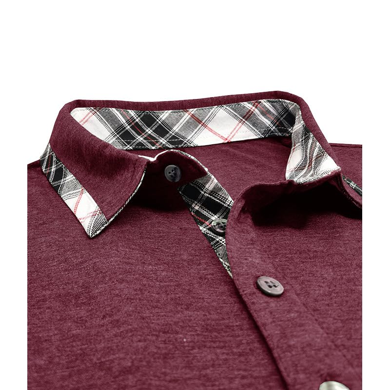 Mens Long Sleeve Polo Shirts Casual Button Moisture Cotton Tees Stylish Tops Golf Shirts with Pocket4