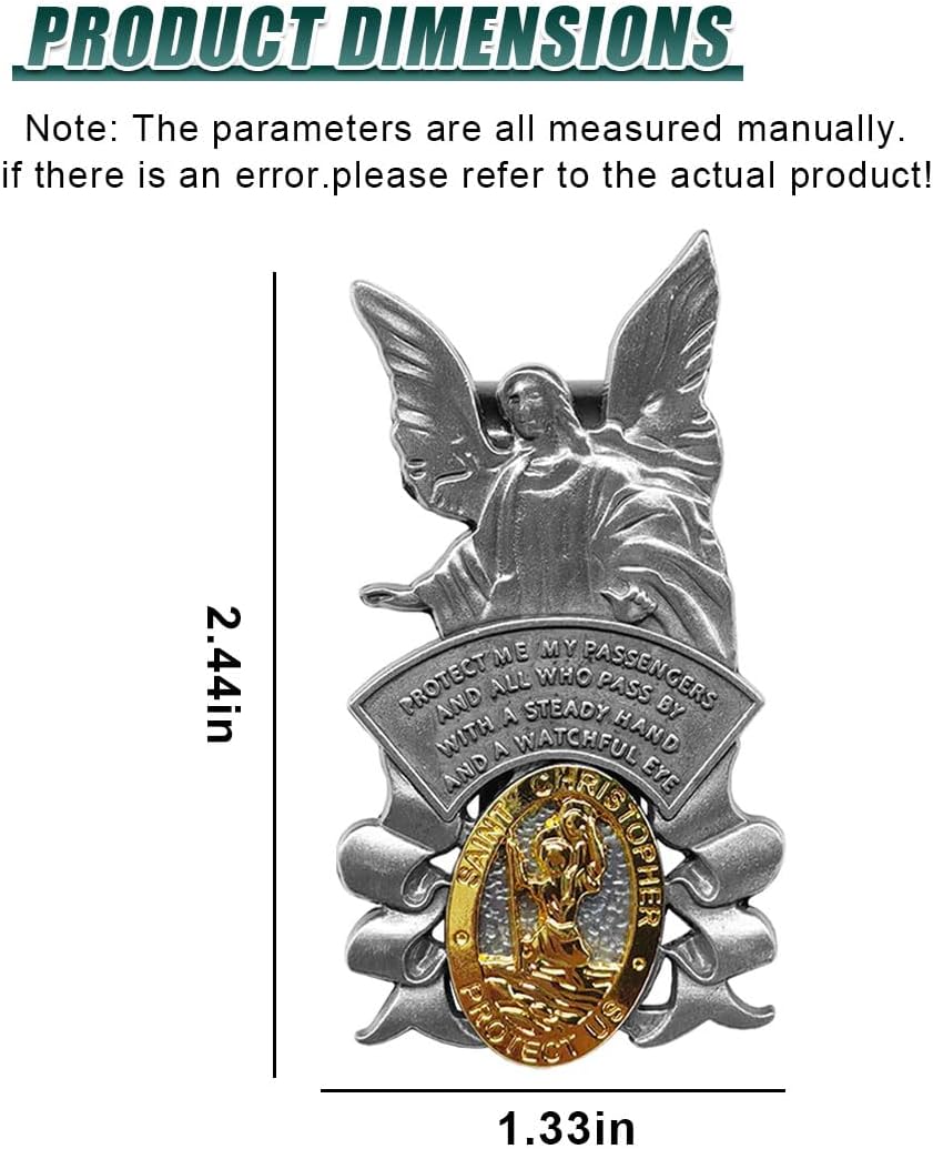 St Christopher Car Visor Clip, Guardian Angel Automotive Interior Medal, Bless Driving Safety Vehicle Sun Visor Decoration Accessories, Ideal Present for New Driver, Family, Friend(1PC) image 2