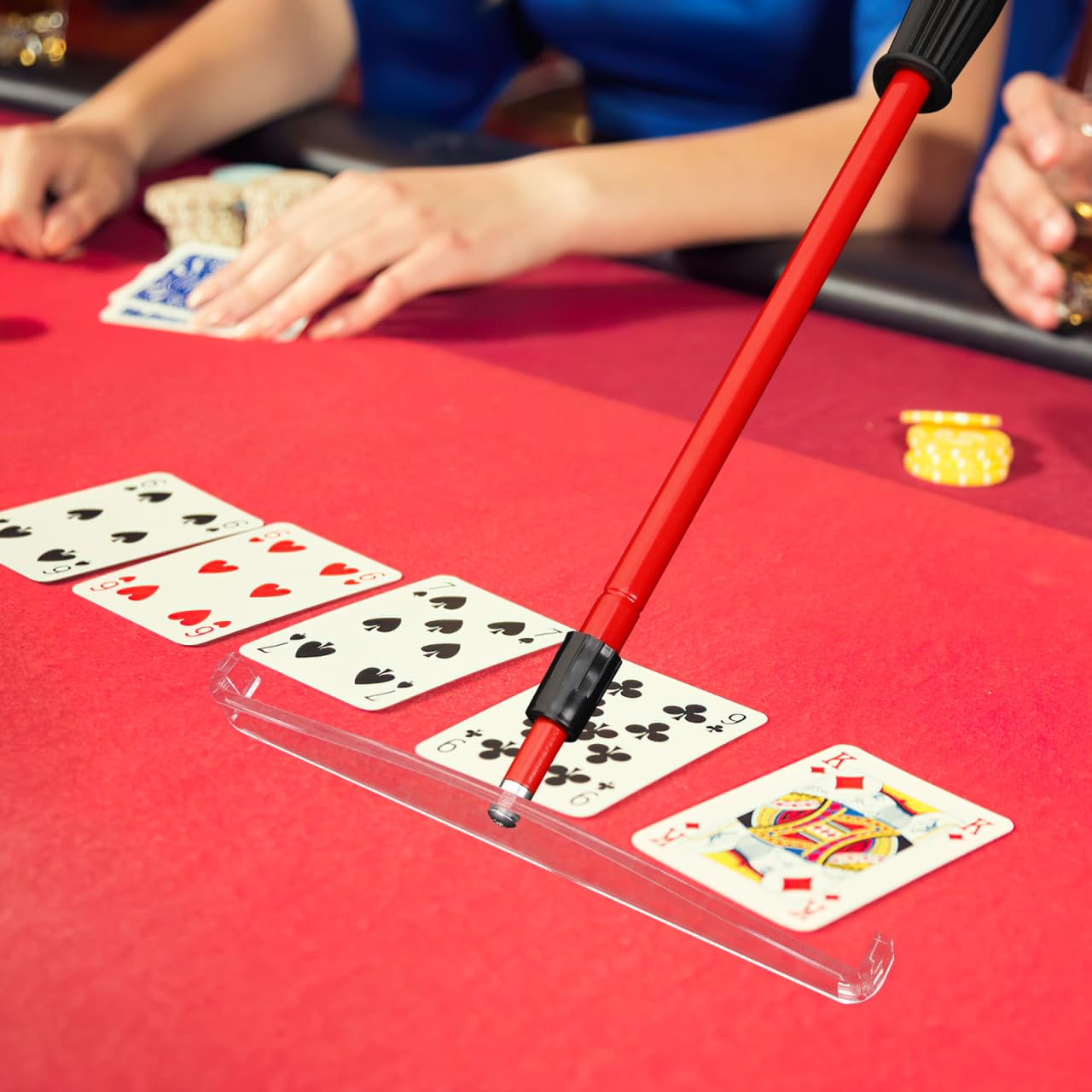 UPKOCH Chip-Stick - Juego de Chips de póquer para fichas de póquer, de plástico, Barra magnética, rake para fichas de póquer, póquer, Chip de póquer, Juego de Chips de plástico, Bandeja de Metal