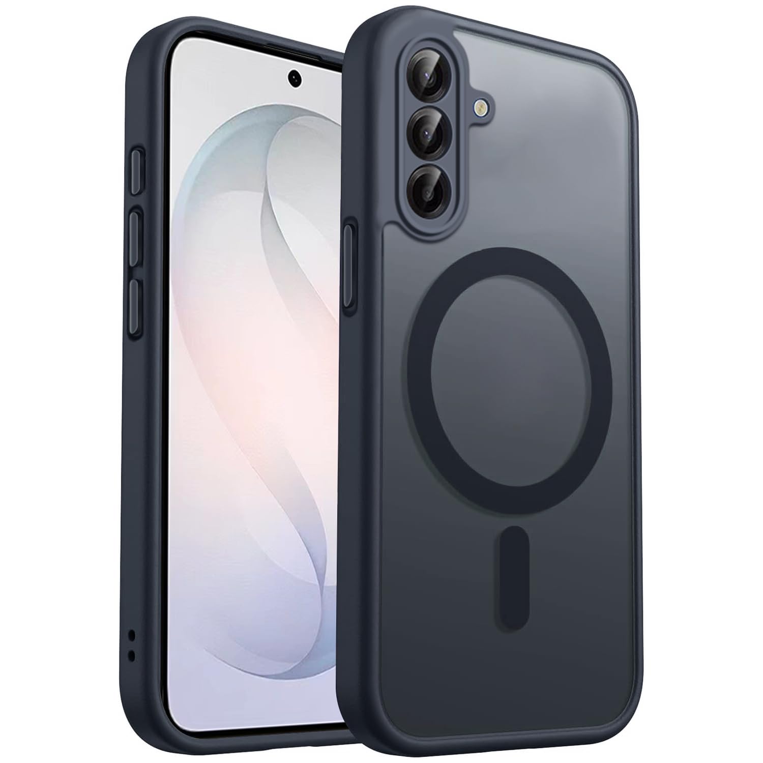 E-Lush für Samsung Galaxy S26 Hülle für MagSafe, Vollständiger Kameraschutz, Eingebauter Magnetring Case, Stoßfest Kratzfest Transluzente Matt Handyhülle für Samsung S26 Schutzhülle, Schwarz