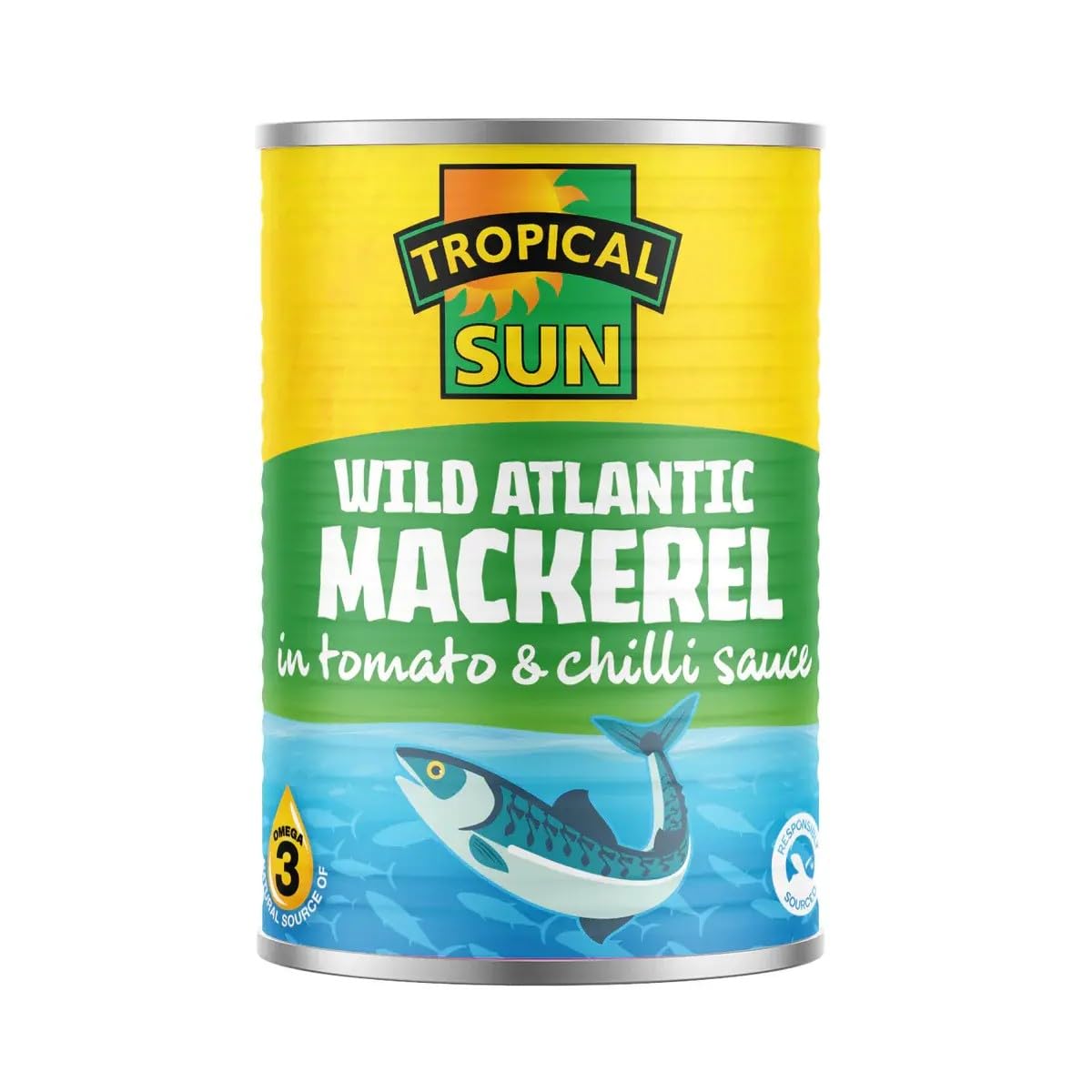 Tropical Sun Wild Atlantic Mackerel in Chili Sauce 400g - Canned Mackerel Fillets - High in Protein & Omega 3 - Ready to Eat - Spicy Tinned Fish for Rice, Pasta, Sandwiches & Hot Meals