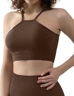 CELER Sports Bras for Women High Neck Low Impact Seamless Workout Yoga Gym Crop Top