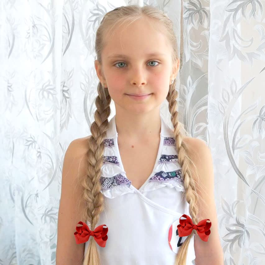 12 PCS 3" Hair Bow Clips Red Grosgrain Ribbon Solid Color Hair Bow with Alligator Clips Hair Accessories for Teen Toddler Little Girls (Red) - Image 5