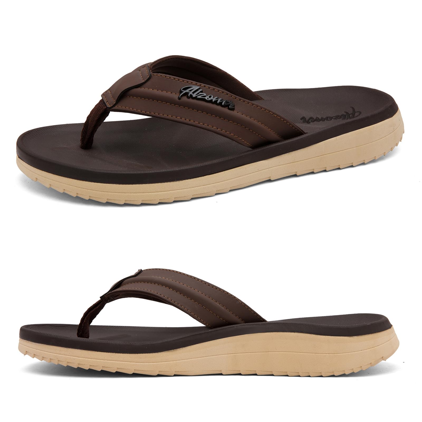 Harxxitd Men's Flip Flops with Arch Support Thong Orthopedic Sandals for Plantar Fasciitis & Flat Feet, Water Friendly Non-Slip Summer Beach