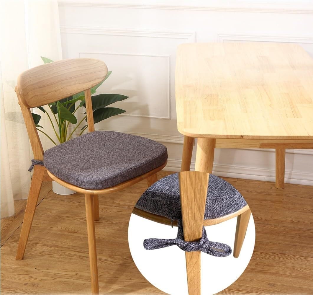 JingNian Set di 1/2/4 Cuscini per Sedie da Pranzo Memory Foam, Cuscino Sedia Cucina Sagomato con Lacci, Spessore 4.5cm Antiscivolo Lavabile con Cerniera(Green,2pcs)