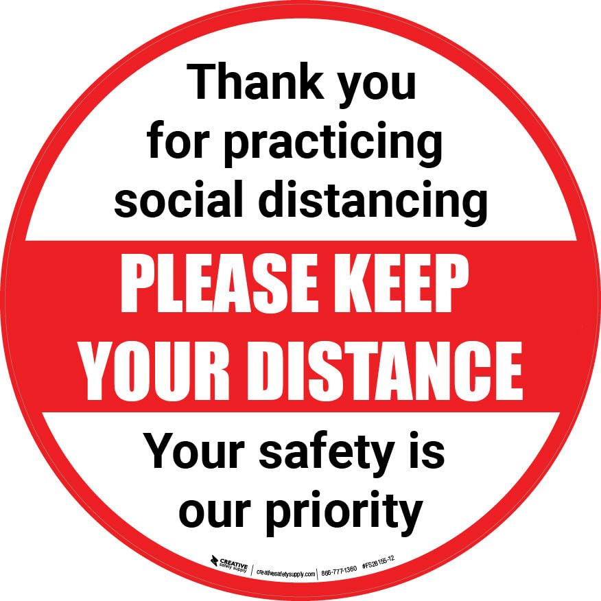 Creative Safety Supply Social Distancing - Please Keep Your Distance Circle - Floor Sign 12