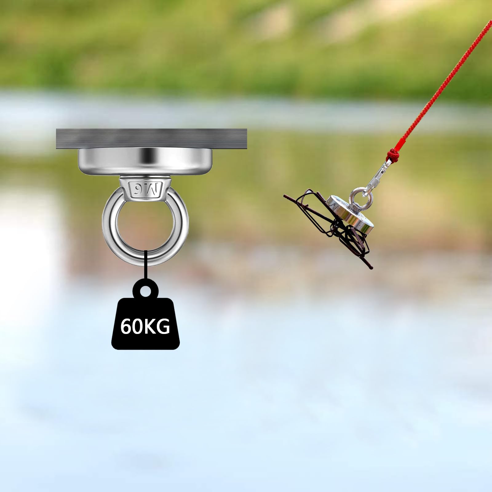 10 Magneti Al Neodimio 45kg Con Foro Da 32mm - Super Forti Per Pesca Magnetica, Officina E Casa