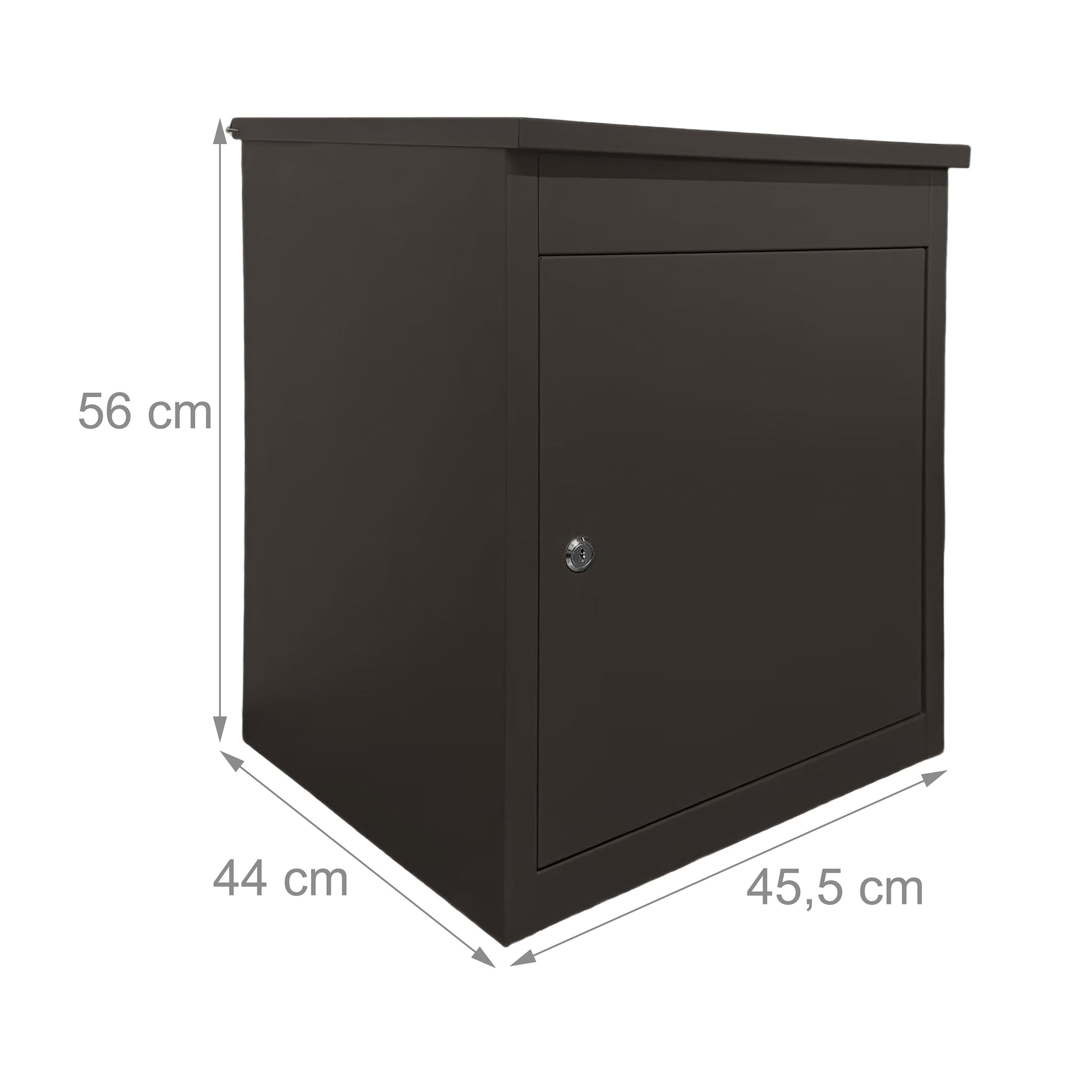 Caja para Paquetes Relaxdays, 4 Llaves, 56 x 45,5 x 44 cm, Hierro, instalación en Suelo y Pared, buzón para Paquetes.