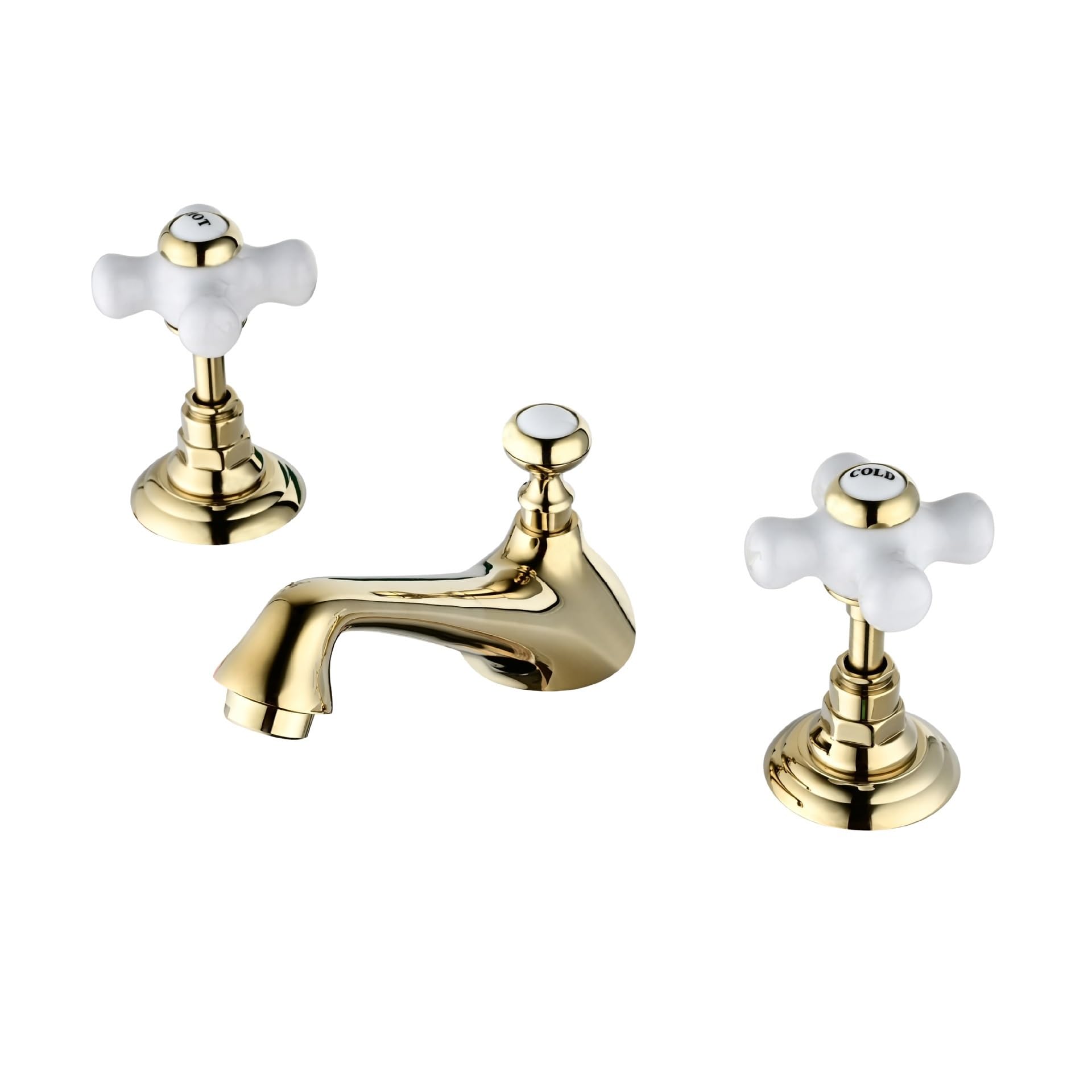 Robinet de lavabo large 3 trous chromé à double commande chaud et froid