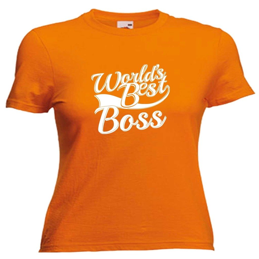 Shaniztoons Women's Orange Worlds Best Boss Lady Fit T Shirt Xxl