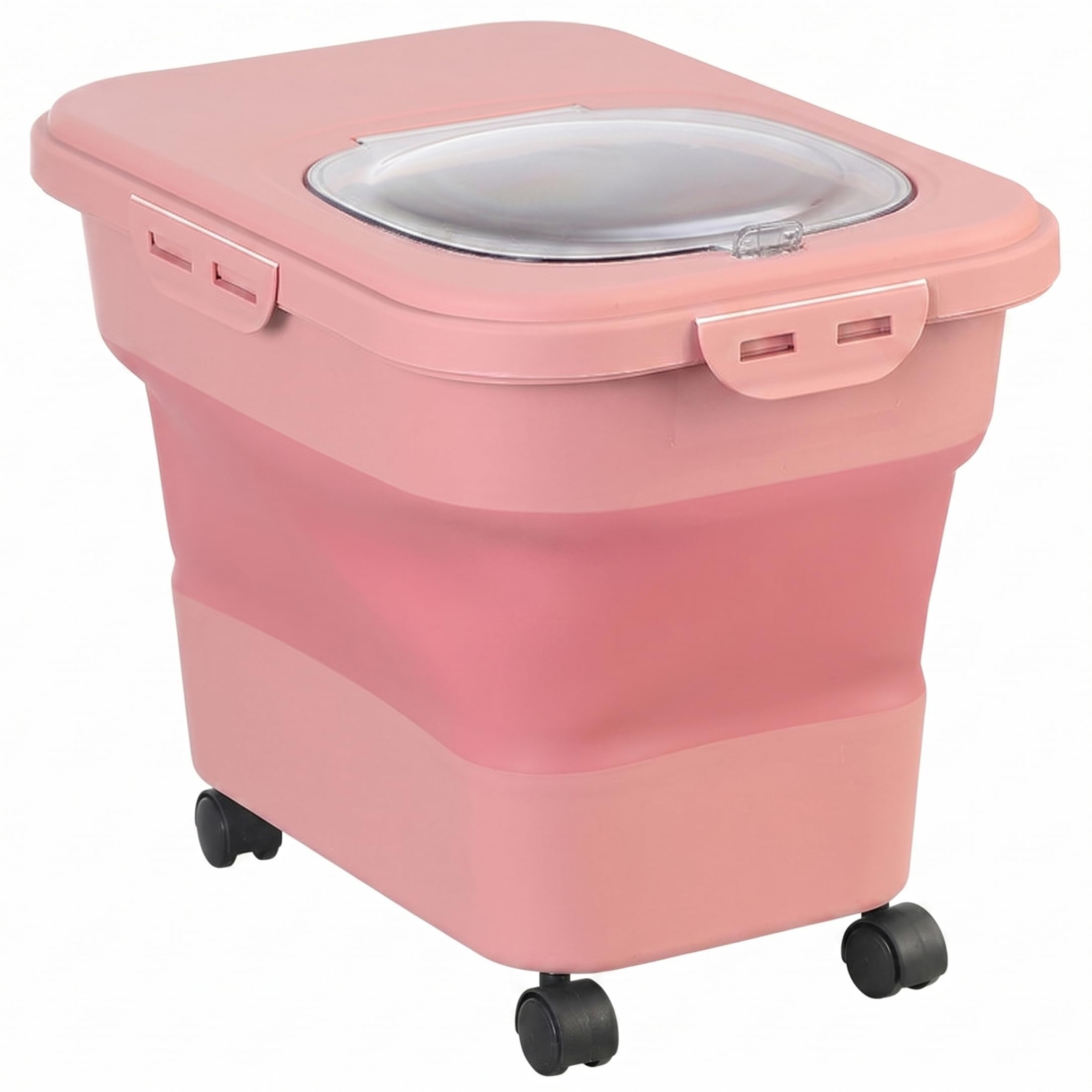 Xoeryoy Rolling Dog Food Storage Container, 20L Collapsible Airtight Pet Food Storage Containers, Plastic Rice Container With Rolling Wheels ;1