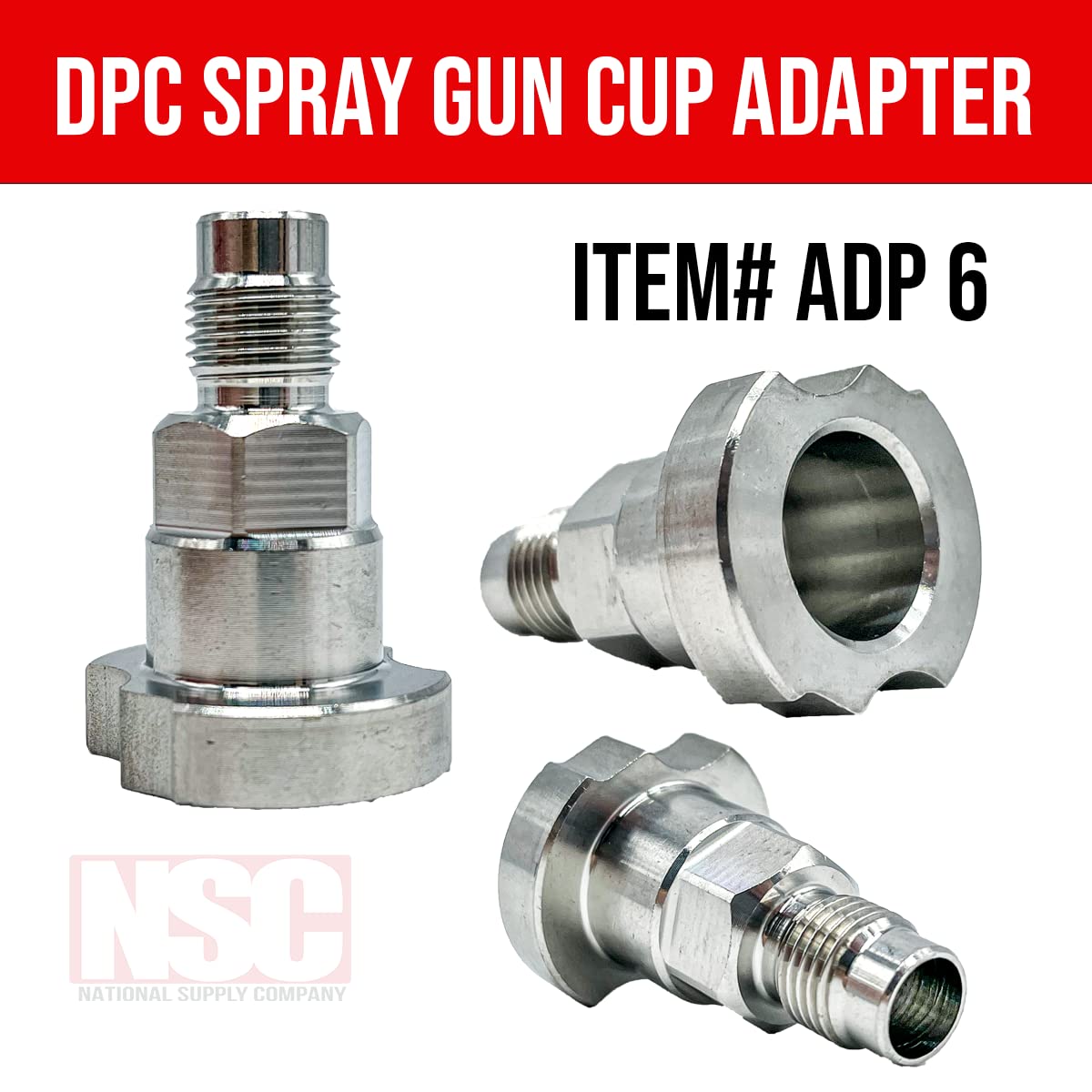Spray Gun Paint System Stainless Steel Adapter (6) (Aftermarket) Compatible with 1.0 System Only and The Disposable Spray Gun Cup Liners and Lid System