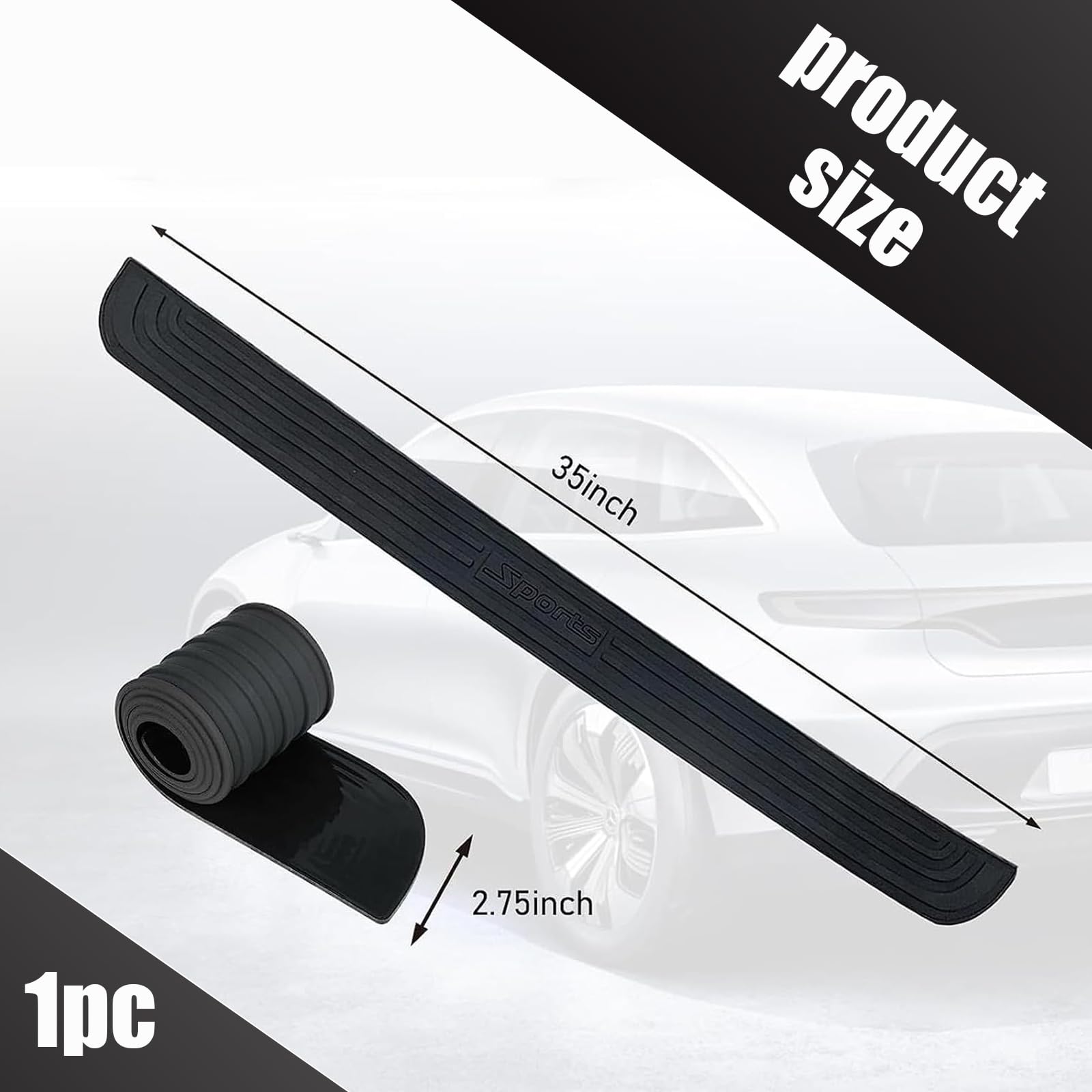 Car Rear Bumper Protector, Car Door Entry Guard Anti-Scratch Non-Slip, Flexible PVC Anti-Collision Rear Bumper Guard Pedal Protection Strip, Anti-Slip Bumper Sticker, Universal for Most Cars (Black)