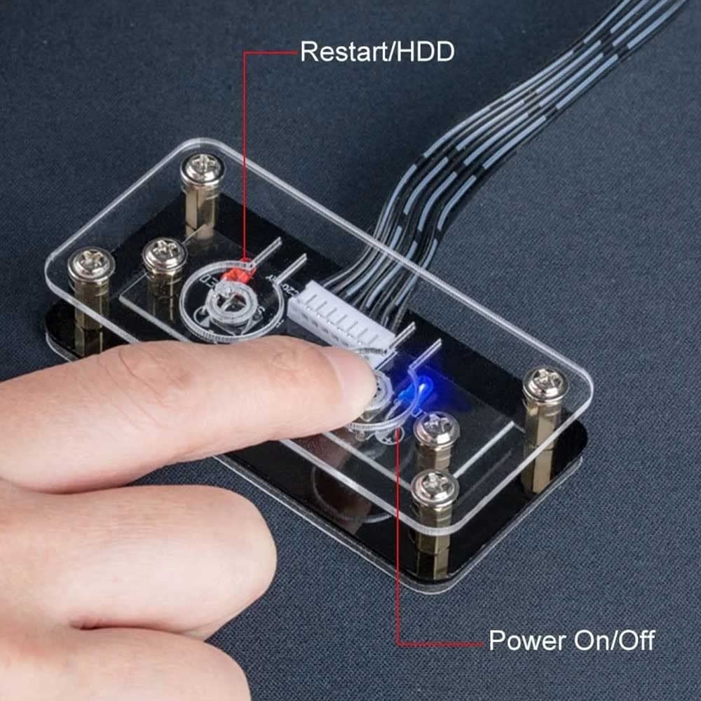 PC Power Button Power Switch PC Zubehör Nschaltknopf Startknopf Extern Netzschalter für Desktop Computers On Off LED Netzschalter PC Komponenten Einschalter 2M Verlängerungskabel