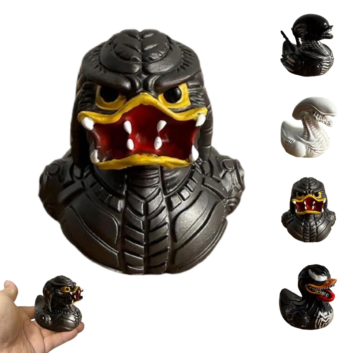 Tiuyii Horror Alien Duck Statue Gothic Satan Duck Figurine Special-Shaped Ducks Sculpture Wicked Punk Resin Ornament for Halloween Home Desktop Decoration
