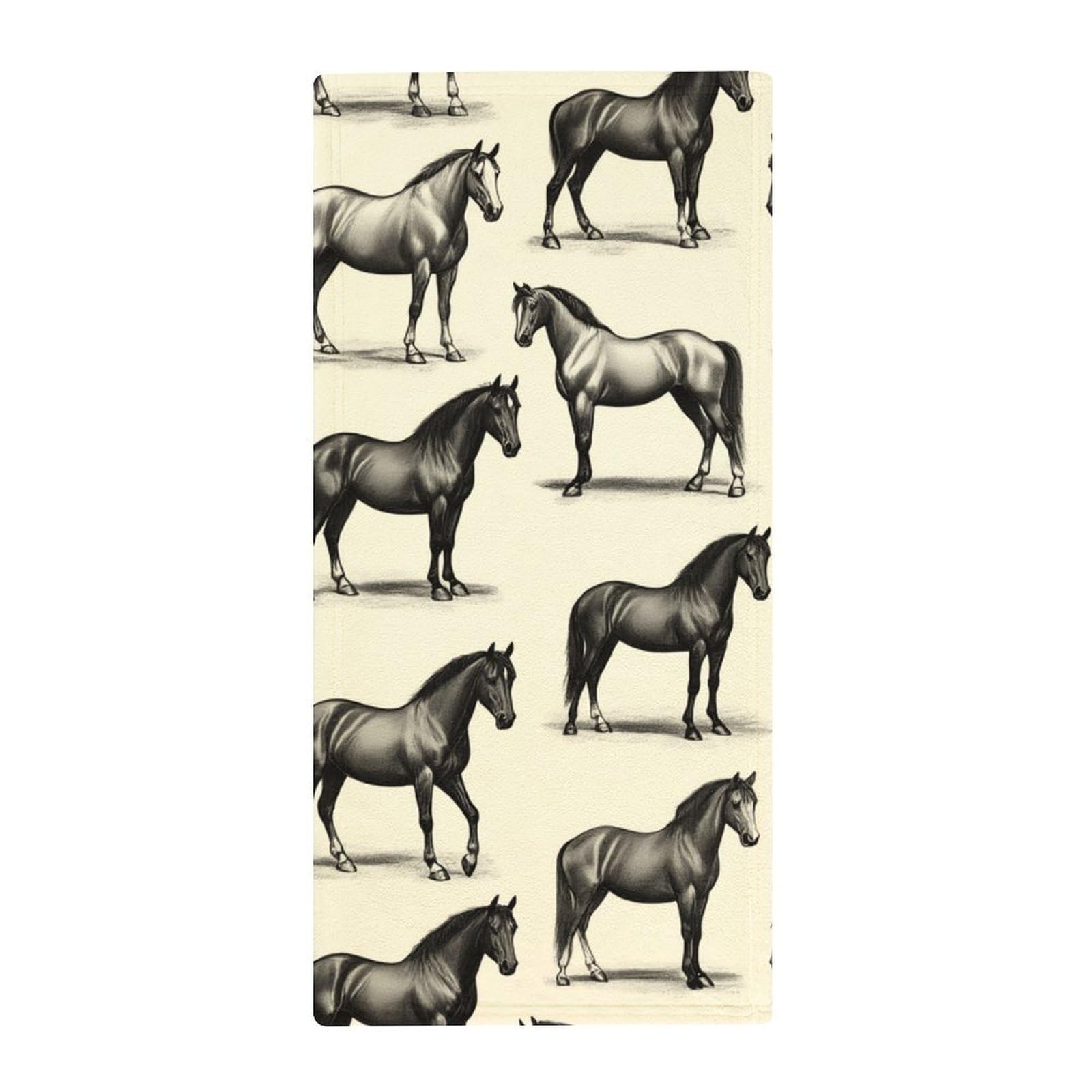 Anceky Professional Spa Fingertip Towels, Wild Horse Grey Ultra Soft Hand Towels for Hotels, Yoga & Decorative Bathrooms