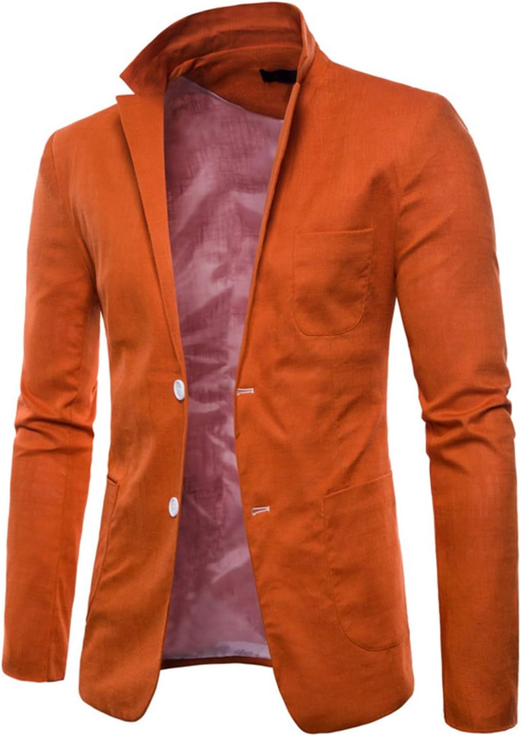 Wemaliyzd Men's Casual Linen Blazer Coat Notch Lapel 2 Buttons Suit Jacket