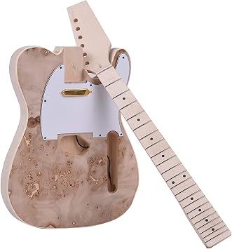 DIY Guitar Unfinished Electric Guitar DIY Kit Basswood Body Burl Surface Maple Wood Neck & Fingerboard