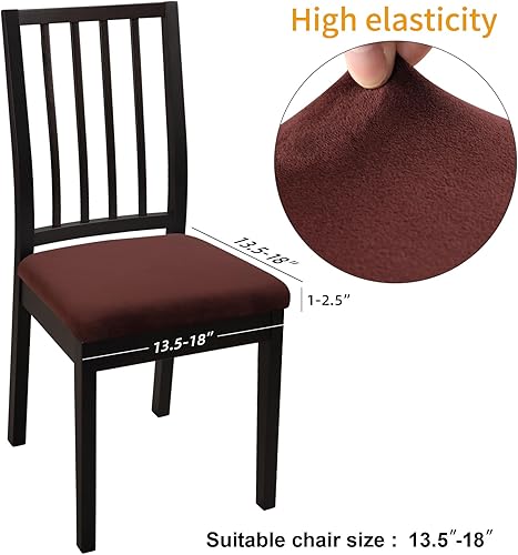 Miniatura 10 de YISUN Juego de 4 fundas de asiento para silla, de piel sintética, impermeables, fundas elásticas para sillas de comedor, fundas protectoras para