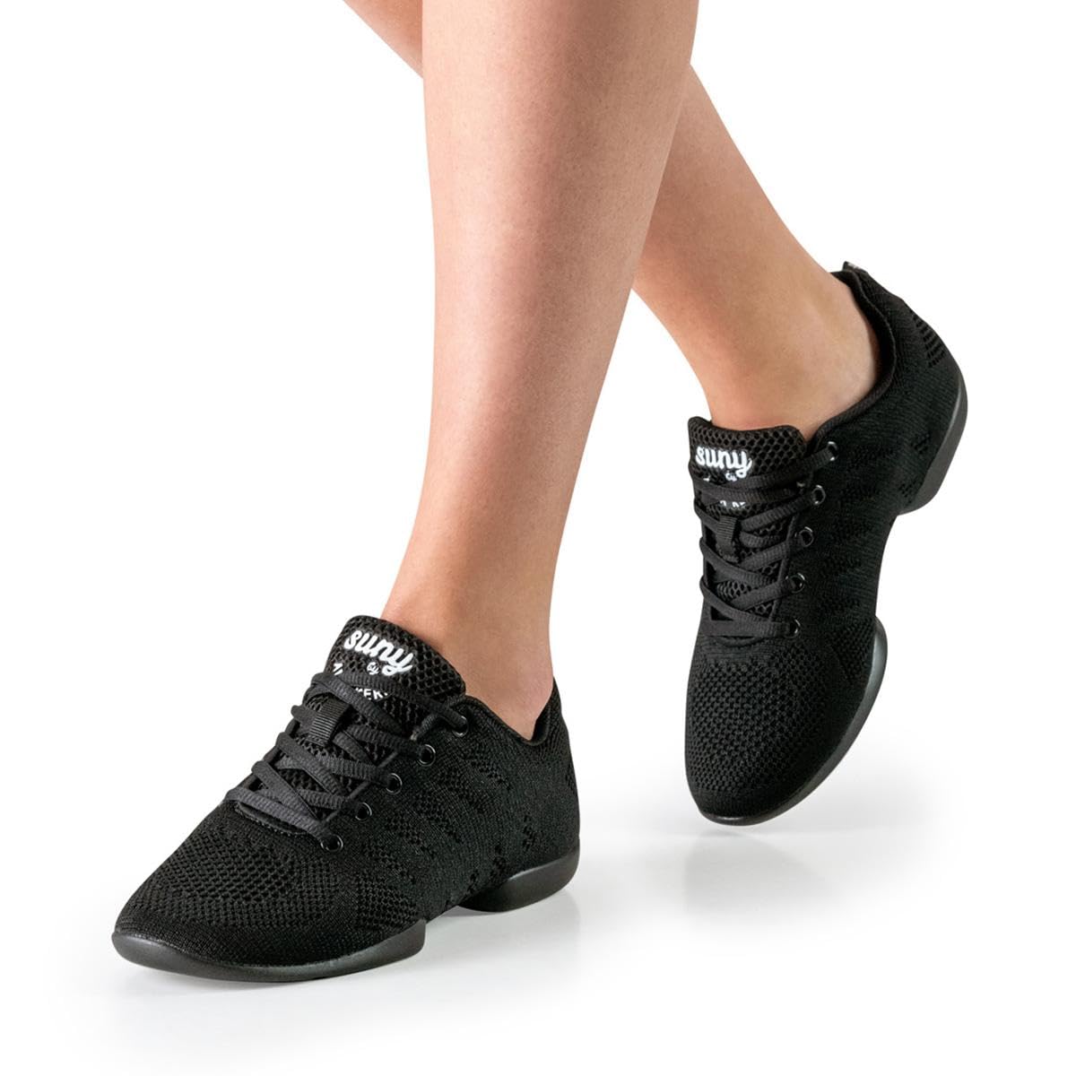 Anna Kern Suny Damen Dance Sneakers 120 Bold - Textil Schwarz - Normalweite - 1 cm Sneaker Absatz - Geteilte PU Sohle