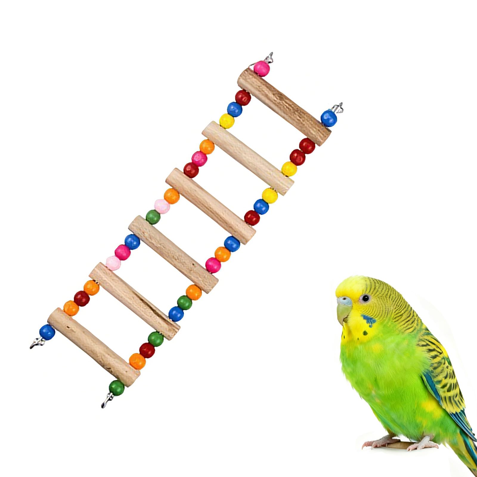 Parrot Bird Ladder Toy Climbing Wooden Perch Durable Hanging Fun Interactive Exercise Playing Cage Accessory for Parrots Cockatiels