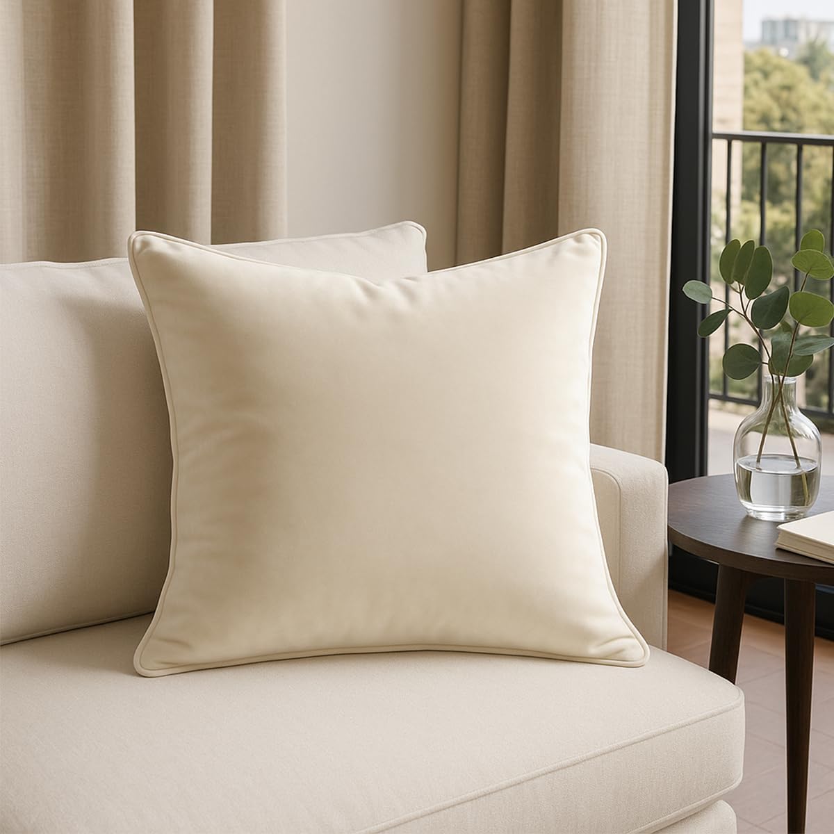 VANT Decorative Throw Pillow – 20” x 20” Square Accent Cushion, Velvet Emerald Green – Soft Luxury Pillow for Sofa, Bed, or Chair