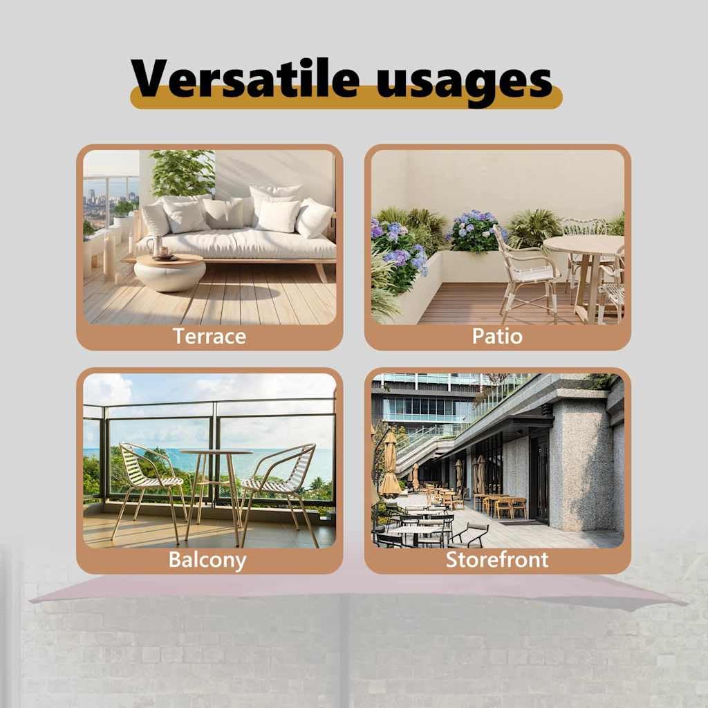 vidaXL Ombrellone da Giardino Mezzano con Luci LED, Tessuto Poliestere Anti-UV e Impermeabile, Manovella Regolabile, Struttura in Alluminio Grigio Scuro, 294 x 150 x 224 cm, Ombrelloni da Patio