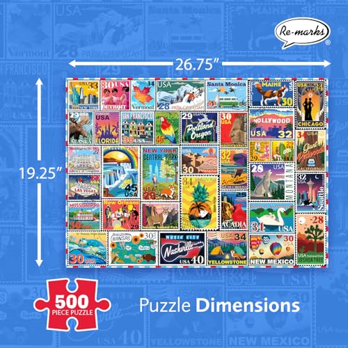 Rompecabezas Re-marks Letters Home Stamp Collage de 500 piezas para todas las edades miniatura 2