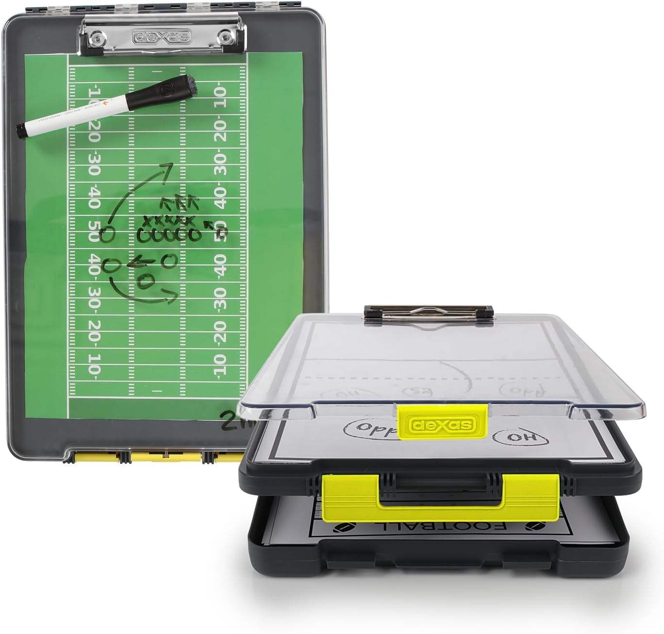 Dexas Clearview Clipcase Clipboard, 13.75 x 9.5 in, Gray/Yellow. See Papers Clearly Outdoors, Stay Organized &amp; Dry. Ideal for Coaching, Teaching, homeschooling, Art, Trades &amp; Medical pros(Pack of 6)